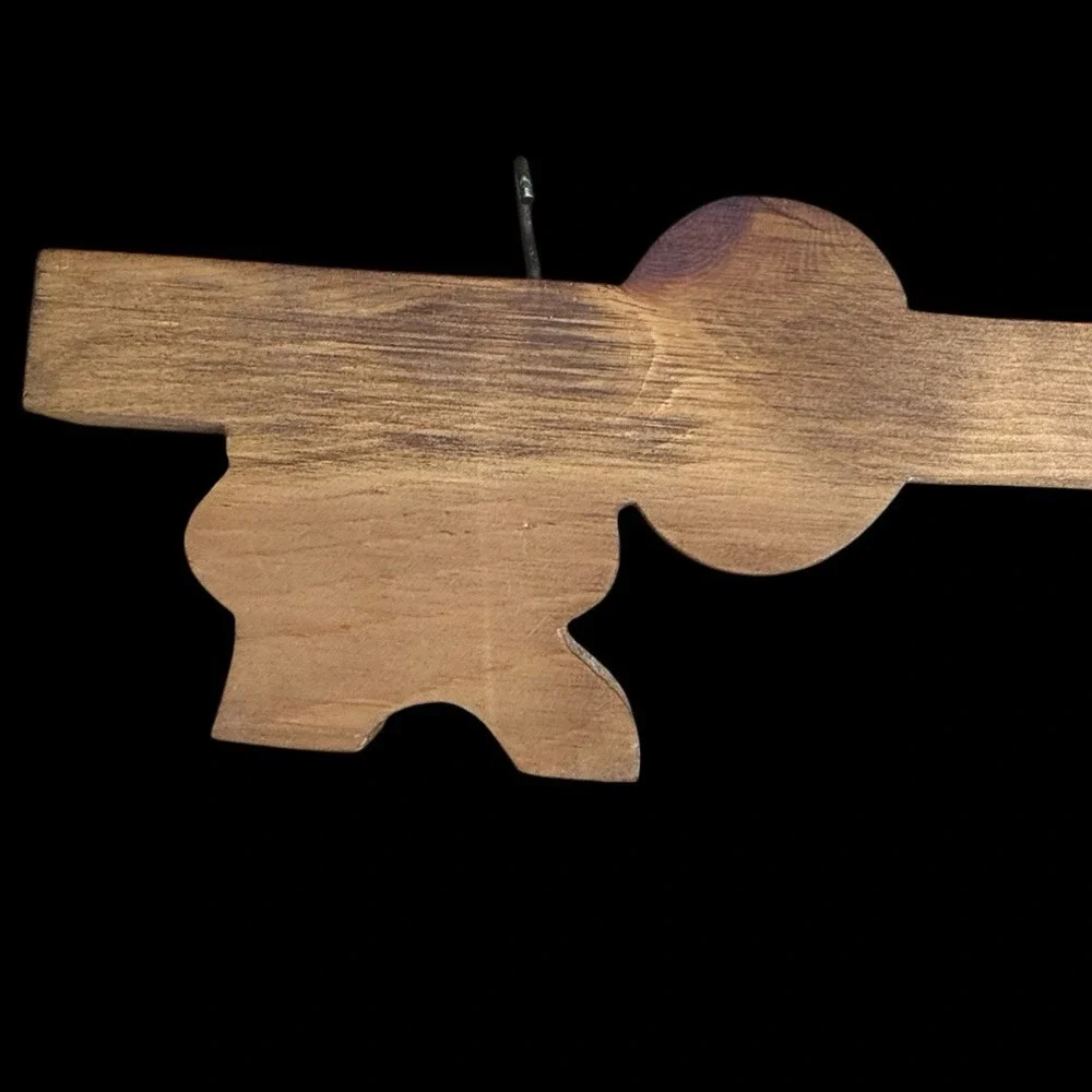 Vintage Handmade Brown Wood Key-Shaped Wall Mounted Hanging Key Hook Holder 14